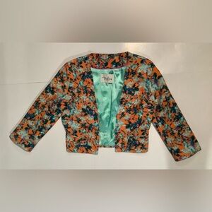 Multi color Womans jacket w/ gathered sleeves Darling London sz 4